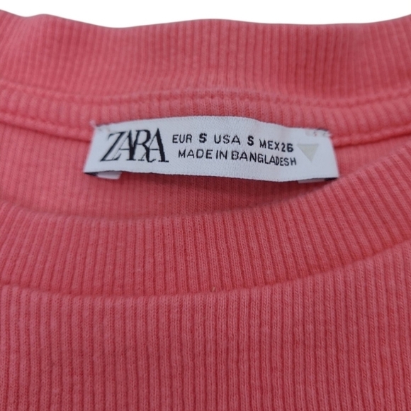 Zara Ruffled Ribbed Crop Shirt Size Small - Picture 4 of 10